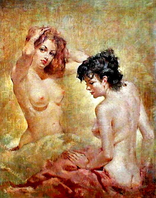 Painting by Julian Ritter: Sisters